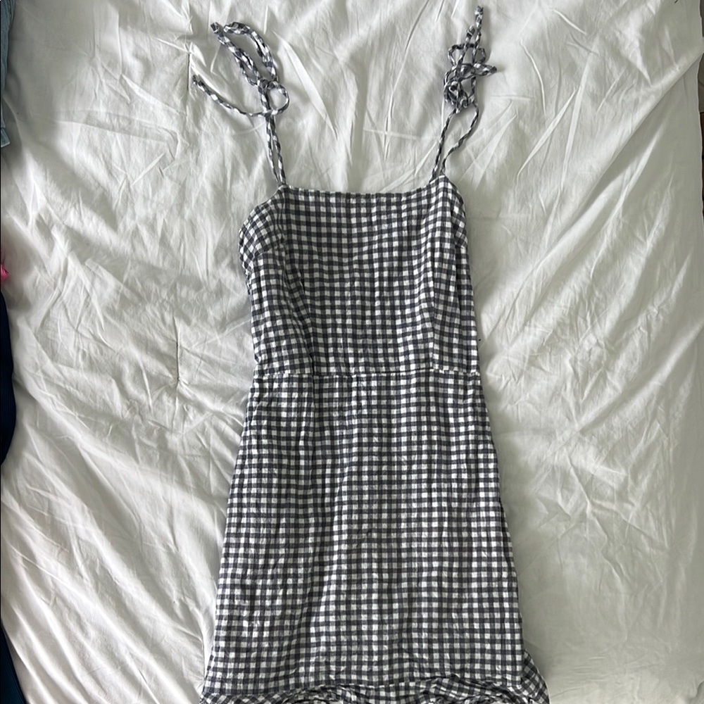 Abercrombie & Fitch White and Blue Sleeveless Mini Sundress